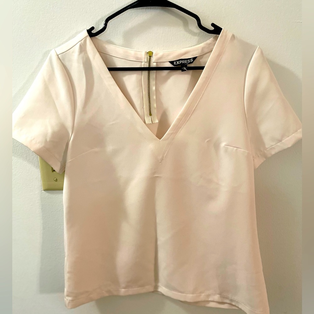Express V-Neck Light Pink Shirt